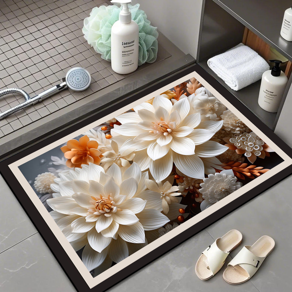Floral Patterned Memory Foam Bath Mat