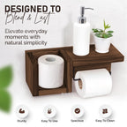 Wall-Mounted Wooden Toilet Paper Shelf Organizer with Metal Roll Holder and Storage Cubby