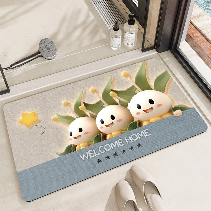 Whimsical Cabbage-Themed Welcome Mat
