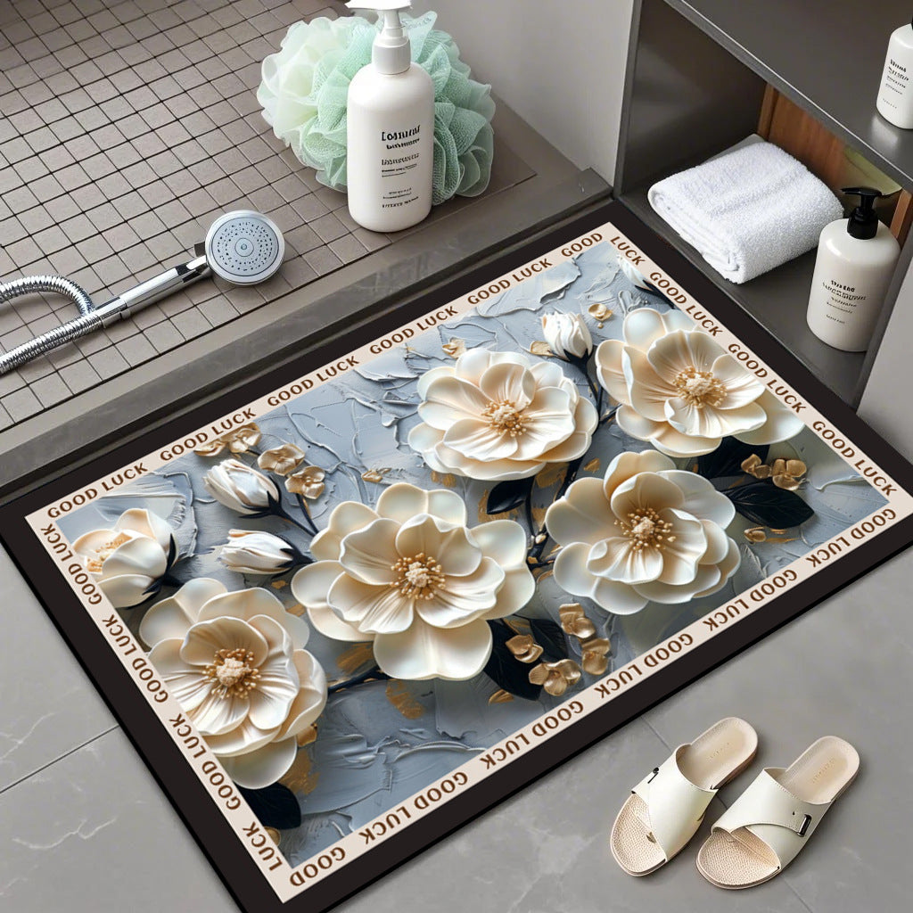 Floral Patterned Comfort Bath Mat