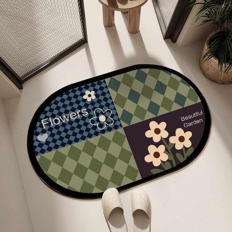 Floral Design Cotton Bath Mat