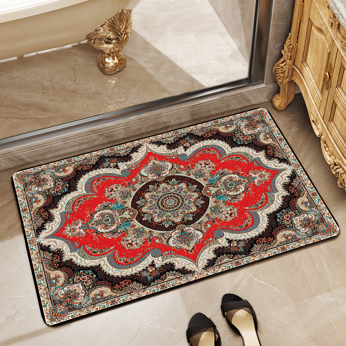 Elegant Floral Pattern Bath Mat