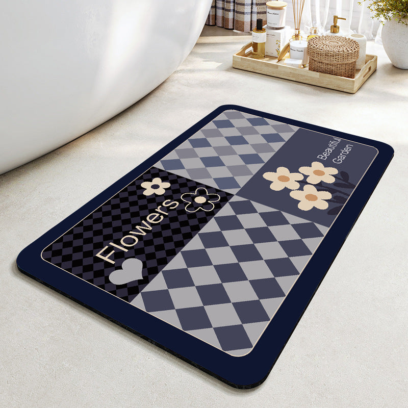 Floral Design Cotton Bath Mat