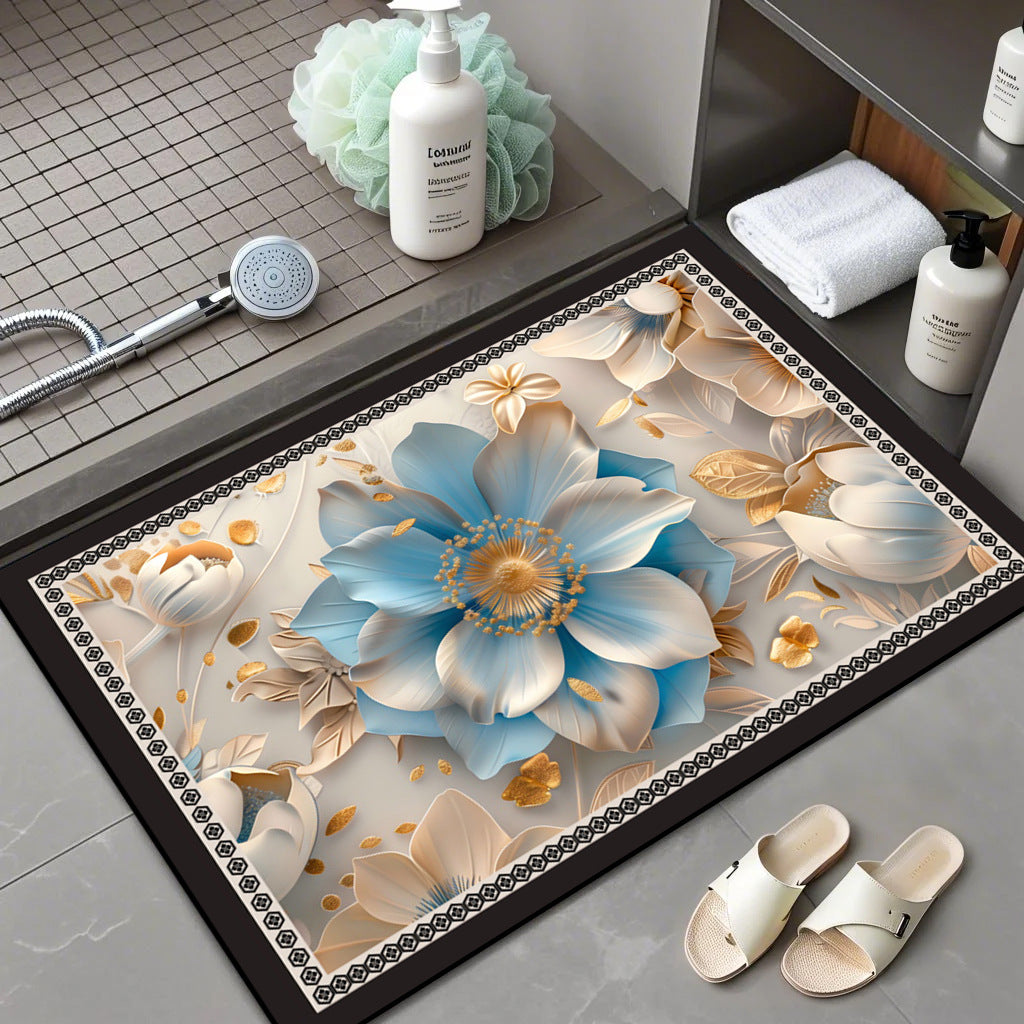 Floral Patterned Memory Foam Bath Mat