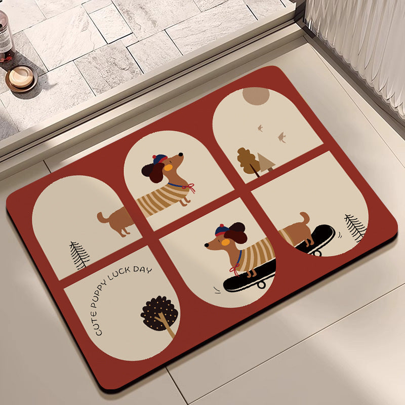 Decorative Floral Print Bath Mat