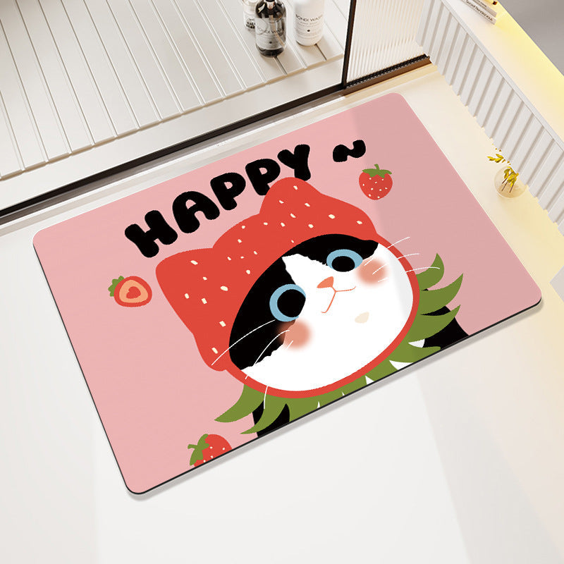 Decorative Floral Print Bath Mat