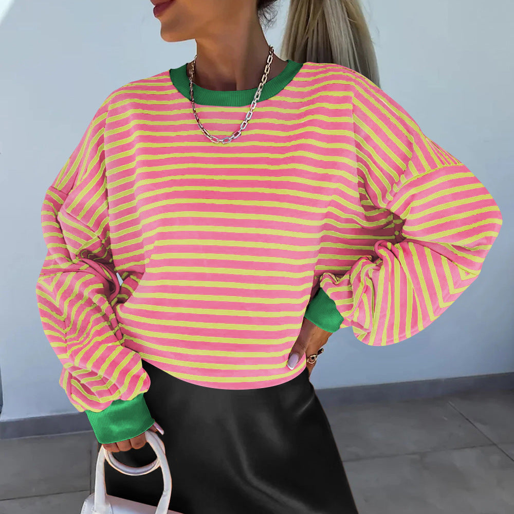 Sylis casual striped sweatshirt with boxy cut and contrasting finishes Heidi fashion
