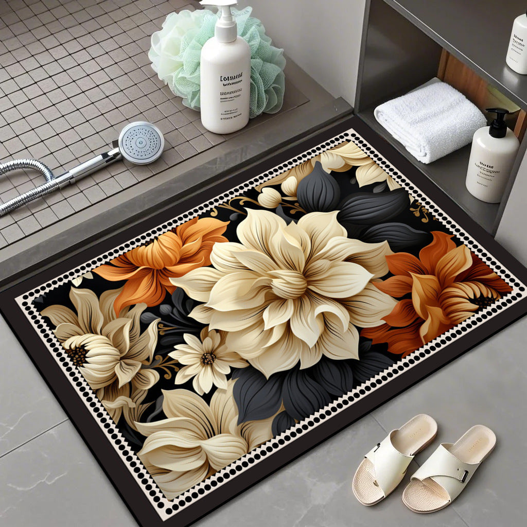 Floral Patterned Comfort Bath Mat