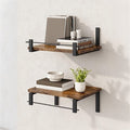 Wall shelf with industrial wood-metal design