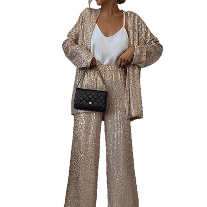 Sylis Glittering Blazer Suit with Wide Legs and Shimmering Sequins Heidi Fashion