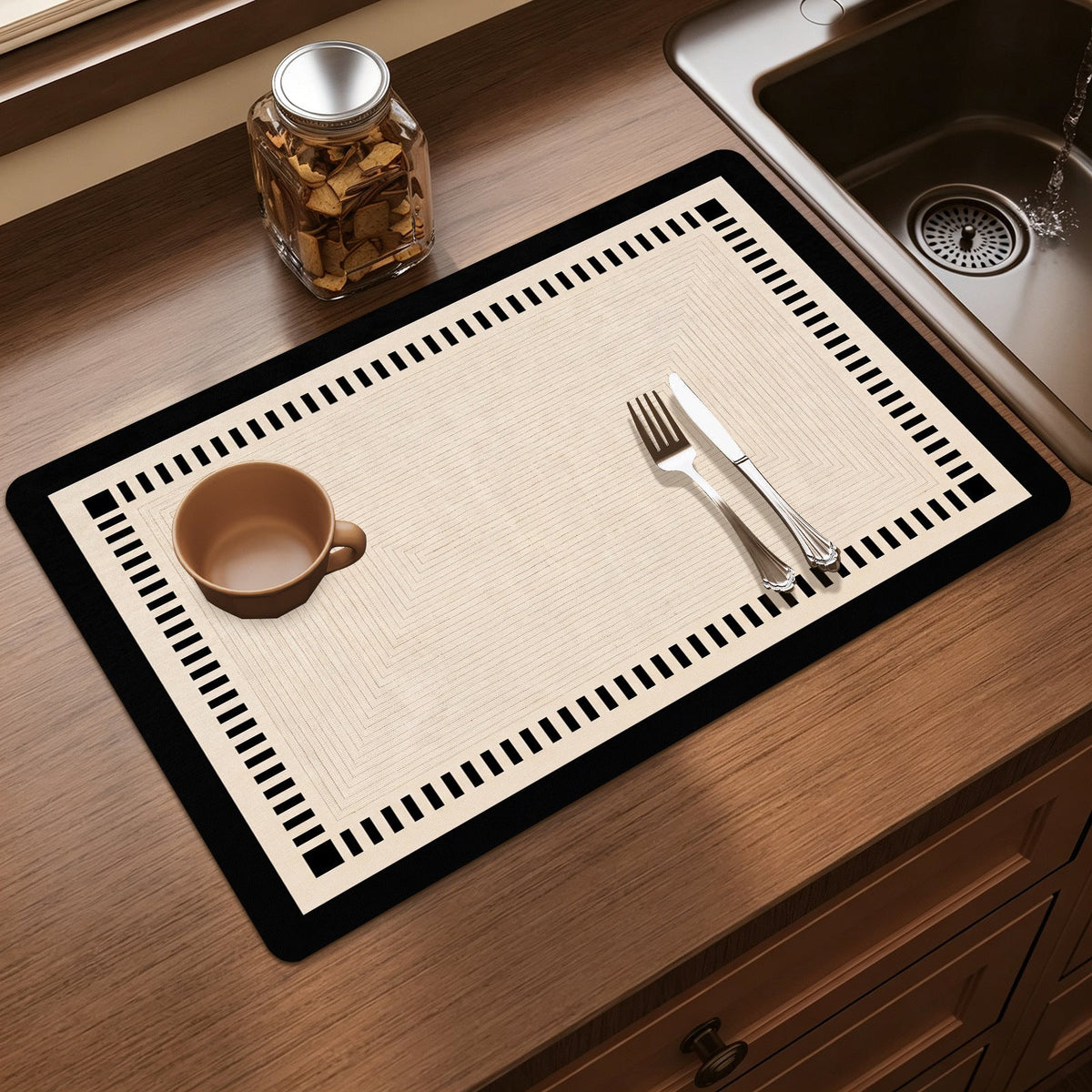 Elegant Floral Print Kitchen Mat