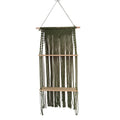 Macrame Hanging Wall Shelf Organizer With Tiered Wooden Ledges And Decorative Fringe