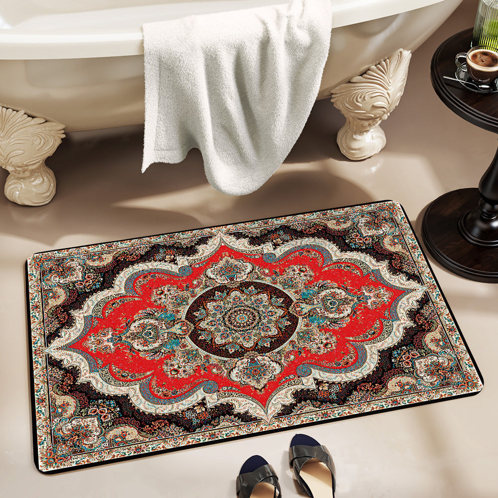 Vintage Floral Design Bath Mat