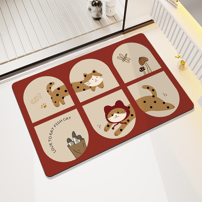 Decorative Floral Print Bath Mat