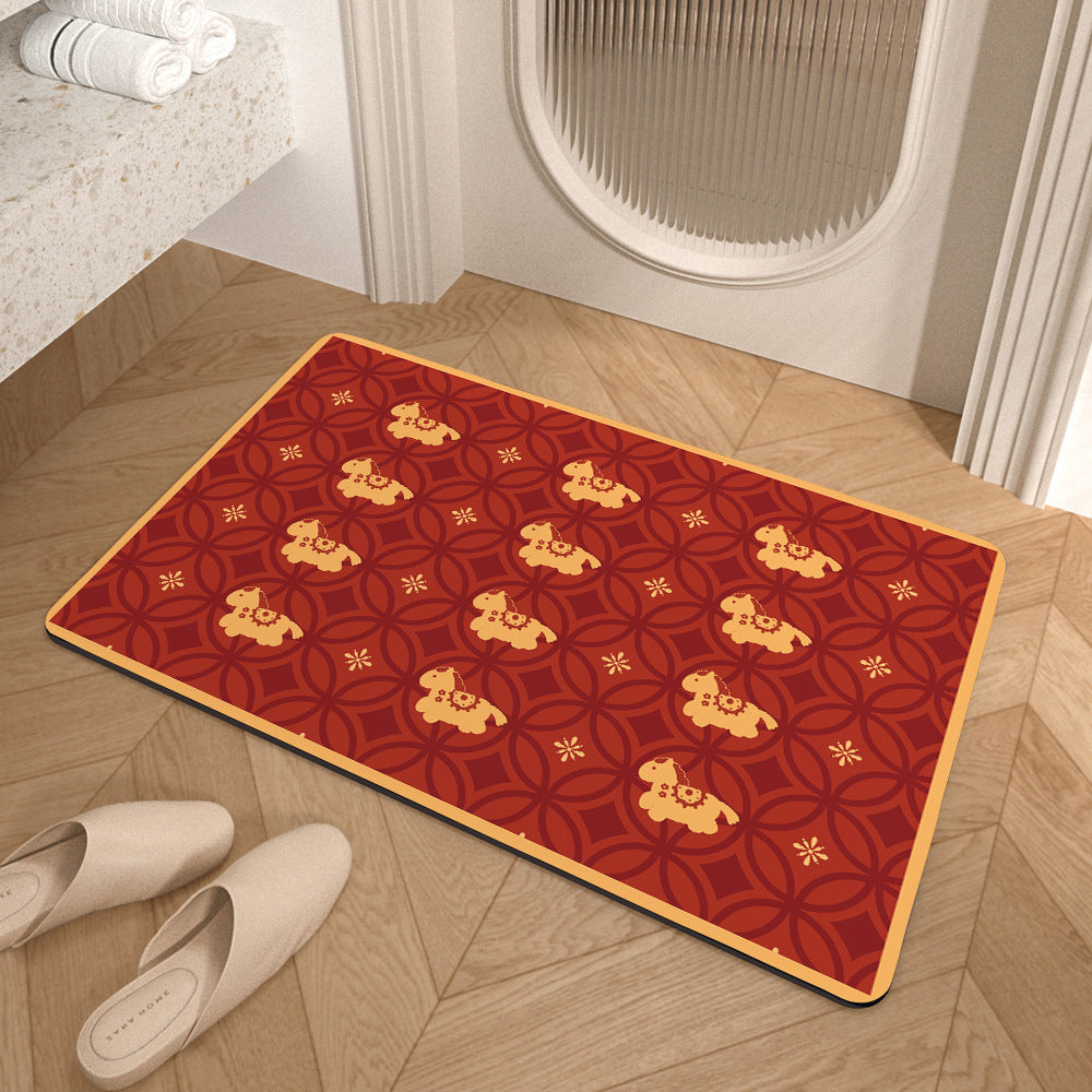 Playful Horse-Themed Memory Foam Bath Mat