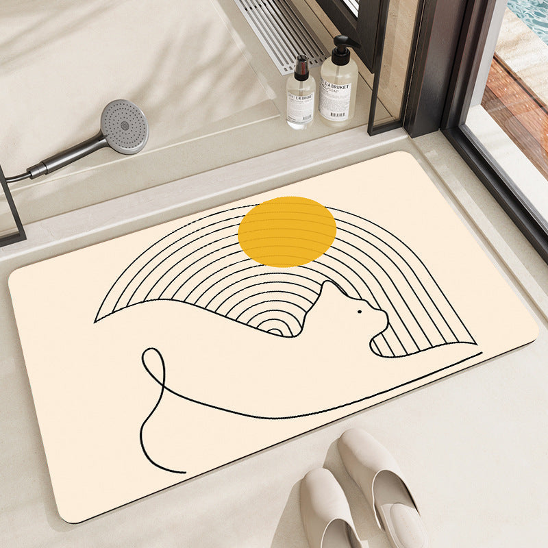 Artistic Cat-Themed Bath Mat