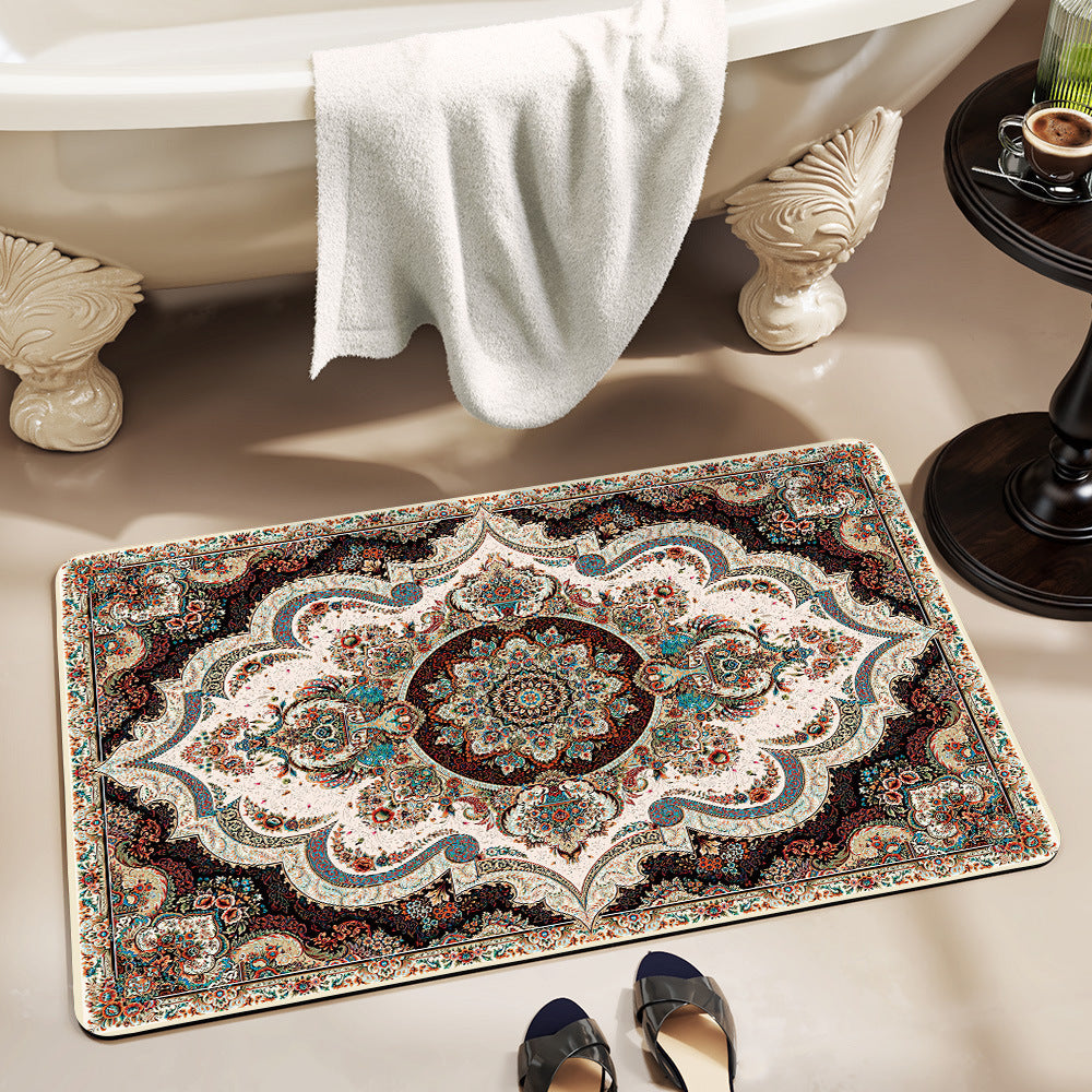 Vintage Floral Design Bath Mat