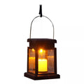 Solar Hanging Lantern With Realistic Flickering Flame LED Candle And Waterproof Outdoor Design