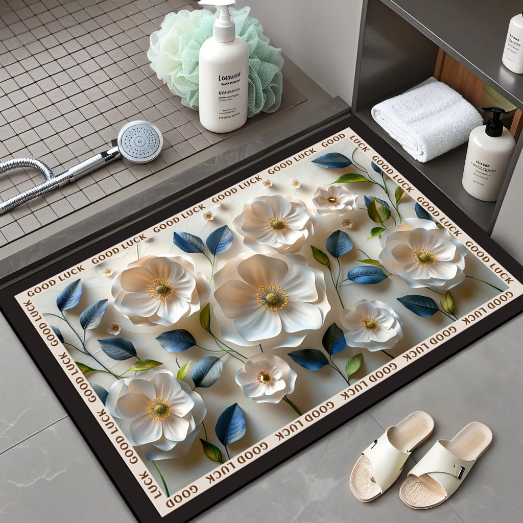 Floral Patterned Comfort Bath Mat