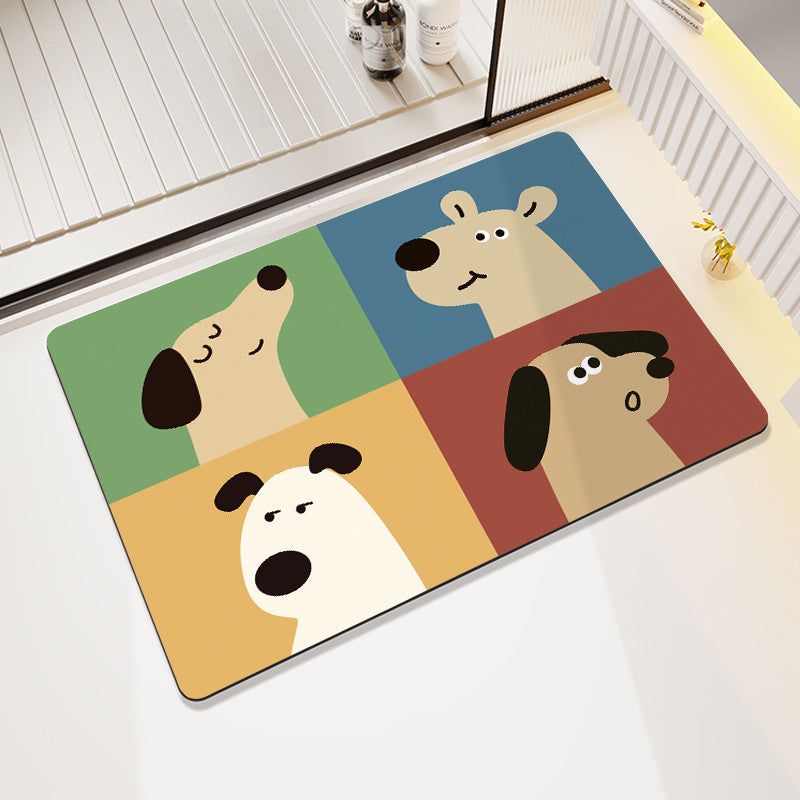 Cute Cartoon Pet-Themed Bath Mat
