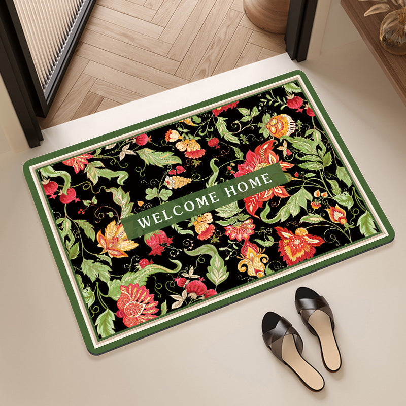 Vintage Floral Pattern Bath Mat