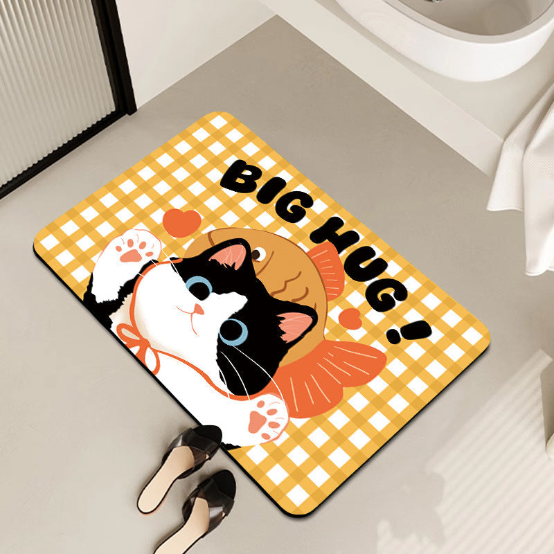 Decorative Floral Print Bath Mat