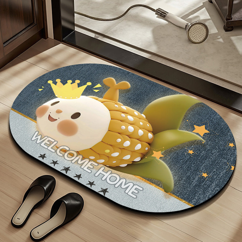 Whimsical Cabbage-Themed Welcome Mat