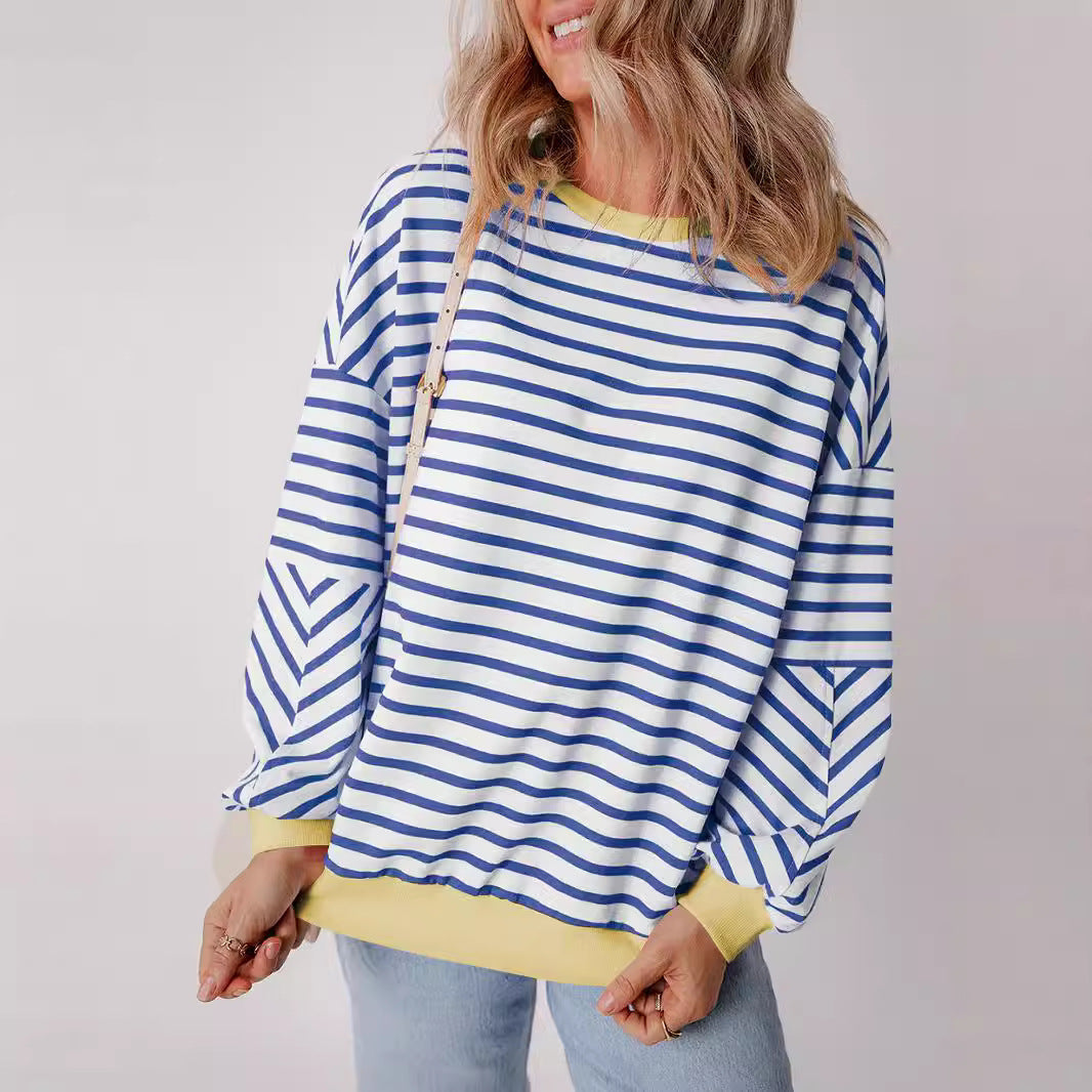 Sylis casual striped sweatshirt with boxy cut and contrasting finishes Heidi fashion