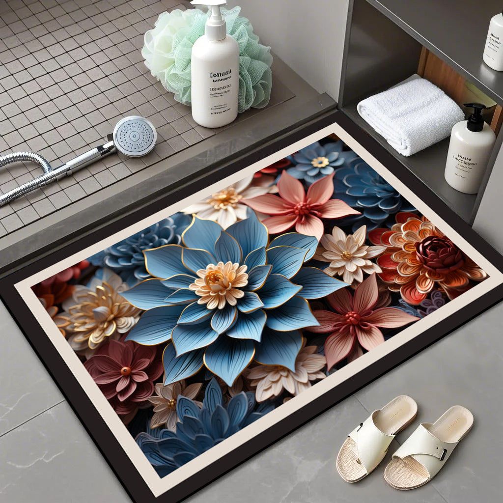 Floral Patterned Memory Foam Bath Mat
