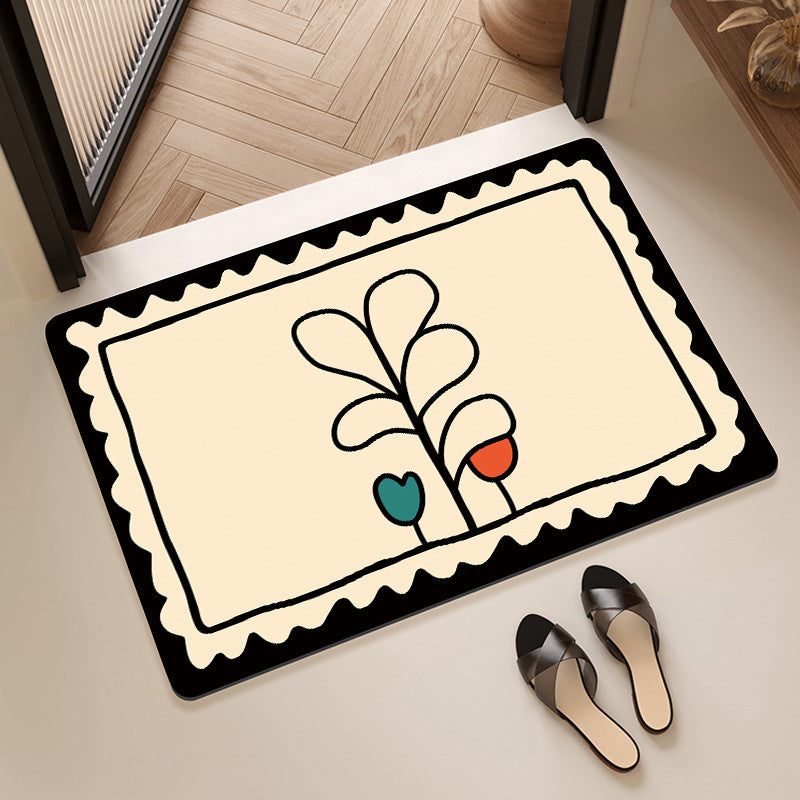 Decorative Floral Print Bath Mat