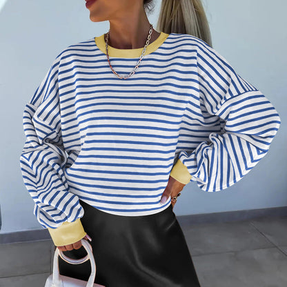 Sylis casual striped sweatshirt with boxy cut and contrasting finishes Heidi fashion
