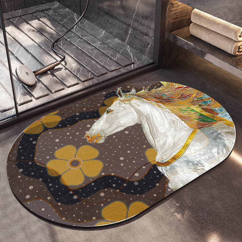 Artistic Horse-Themed Bath Mat