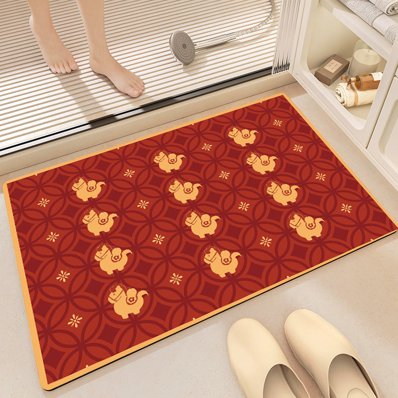 Playful Horse-Themed Memory Foam Bath Mat