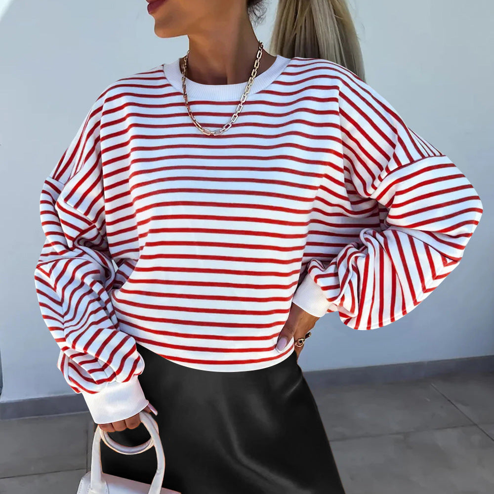 Sylis casual striped sweatshirt with boxy cut and contrasting finishes Heidi fashion