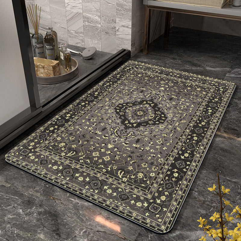Floral Design Absorbent Bathroom Mat