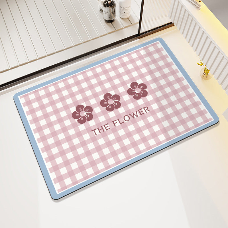 Cheerful Floral Design Indoor Area Mat