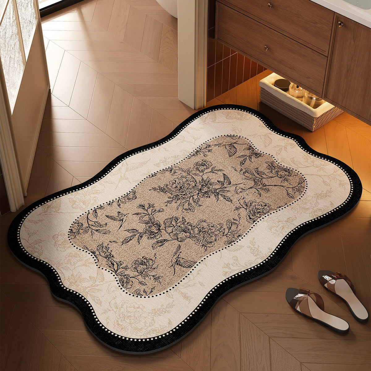 Floral Design Bathroom Mat