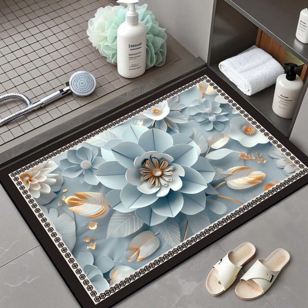 Floral Patterned Comfort Bath Mat