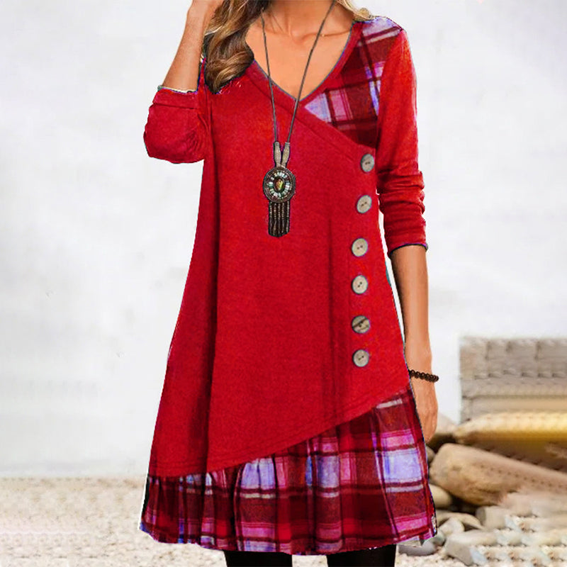 Sylis | Long sleeve checkered dress