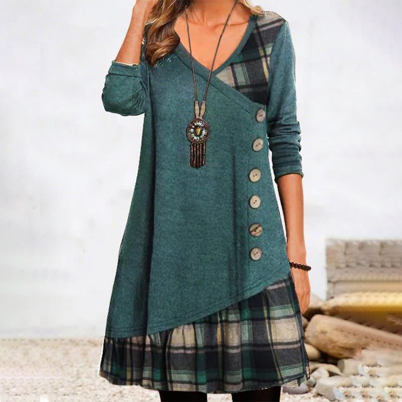 Sylis | Long sleeve checkered dress