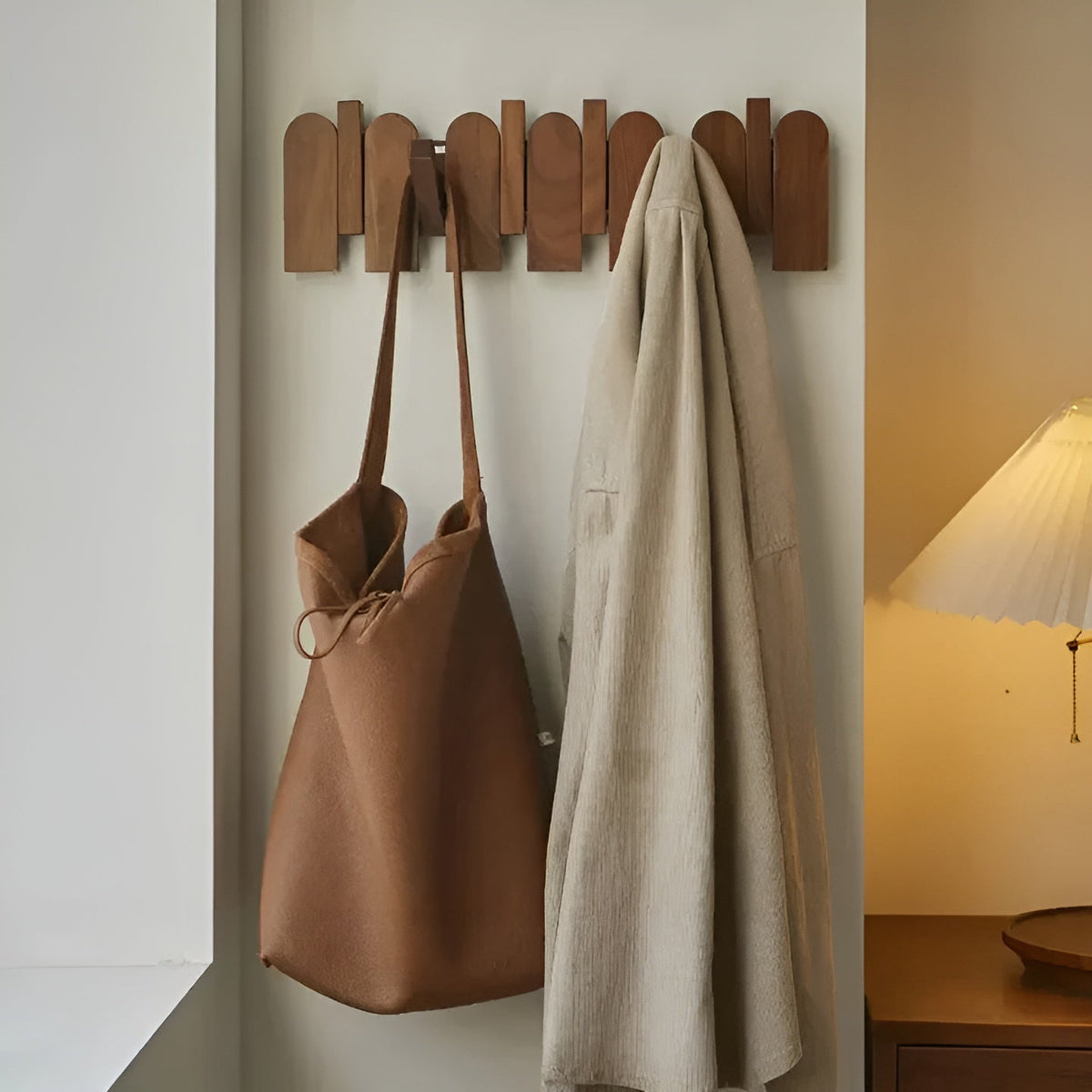 FoldaMerocie wardrobe rail made of wood – Stylish wall hook rail | Space-saving solution for any room