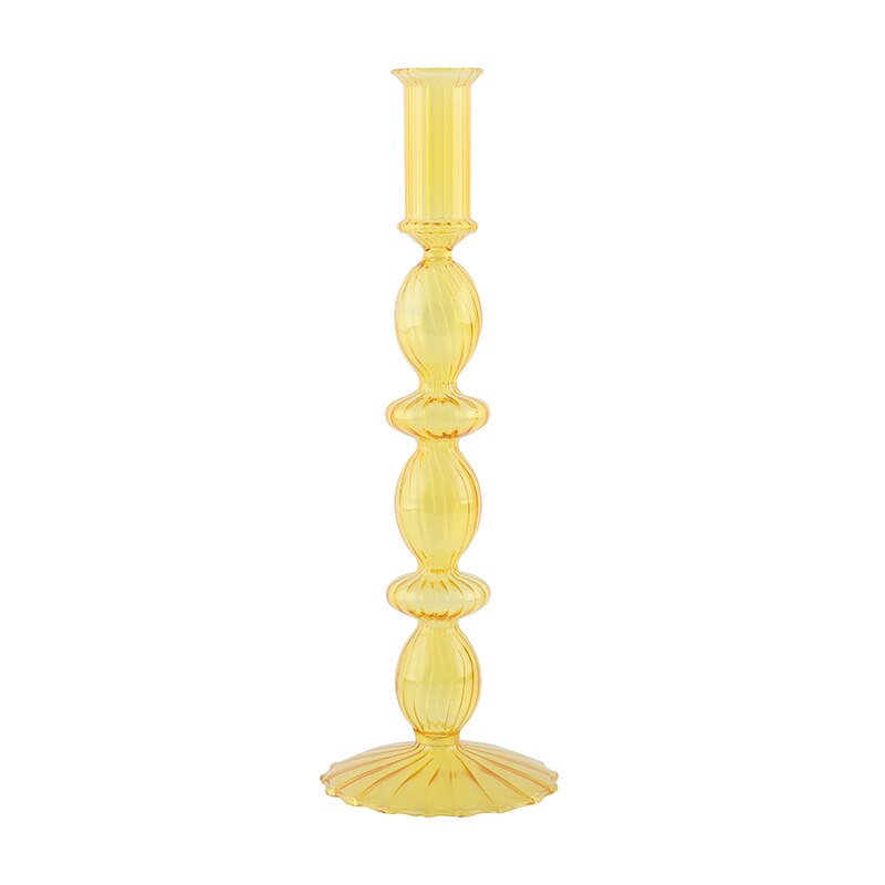 Ribbed Glass Candleholders - Pastel