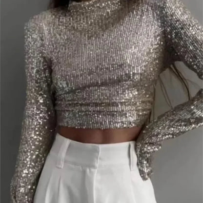 Sylis-Mode | Elegant Sequin Cropped Top