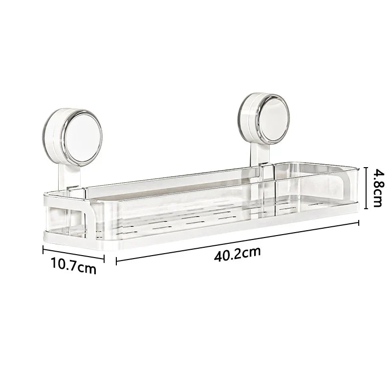 Wall shelf with suction cup | No drilling | Shelf for bathroom & kitchen | Multifunctional