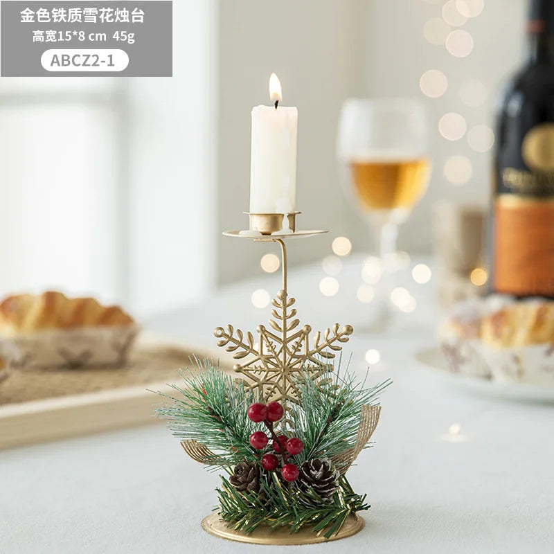 Candle Holder LumiNoel | Golden Christmas Candle Holder Made of Iron | Snowflake, Star, Tree & Reindeer | Table Decoration for Christmas & New Year