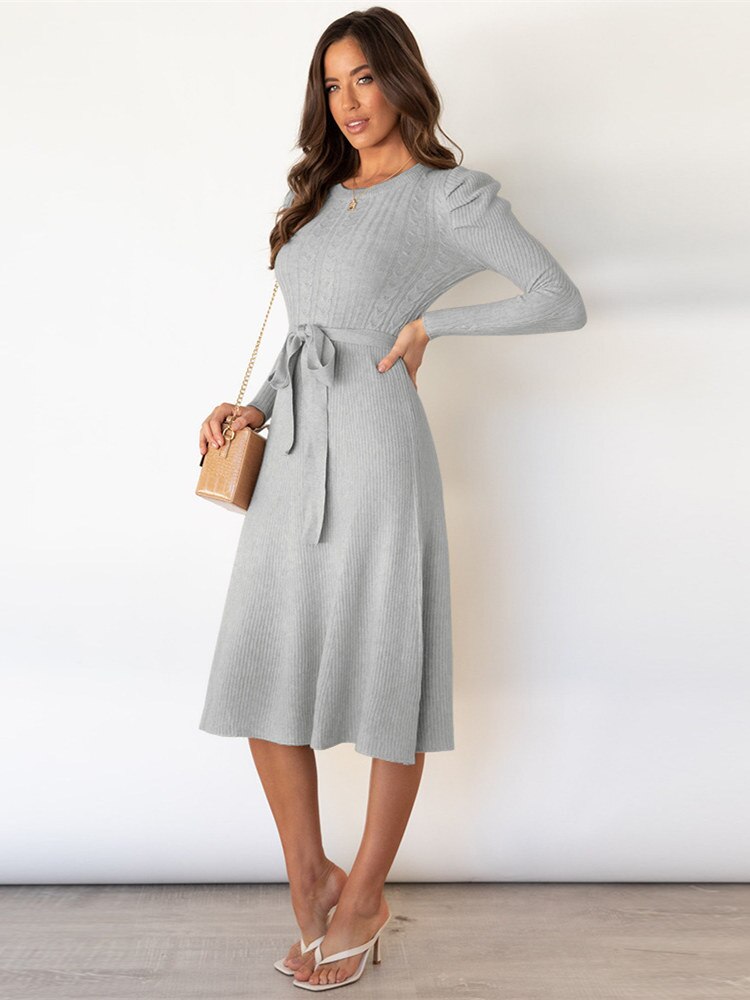 Sylis | Midi knit dress with round neck