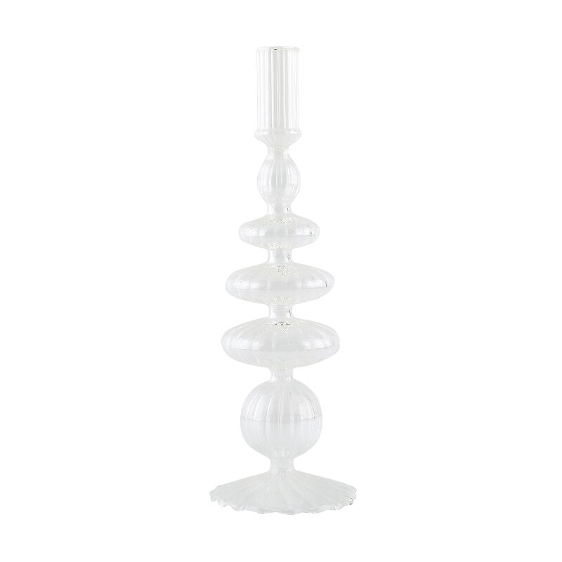 Ribbed Glass Candleholders - Pastel