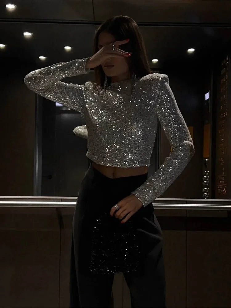 Sylis-Mode | Elegant Sequin Cropped Top
