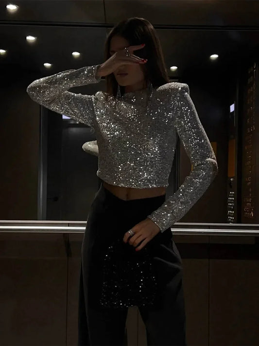 Sylis-Mode | Elegant Sequin Cropped Top