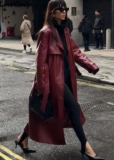 Sylis-Mode | long retro jacket with belt